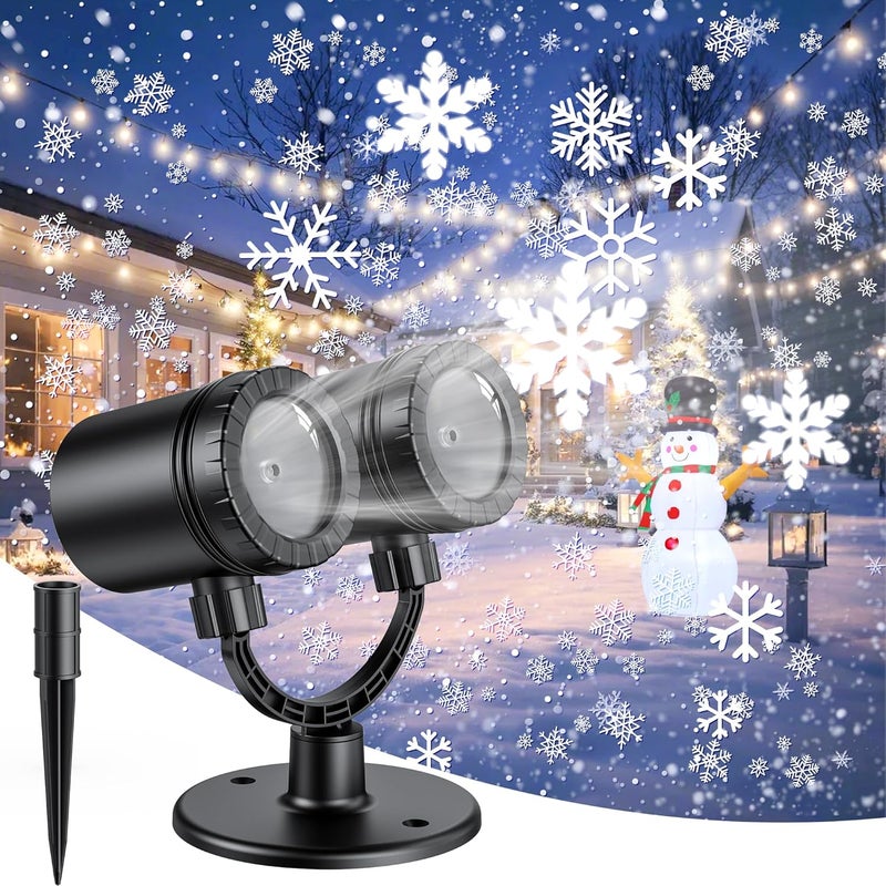 MuliVid 2025 Christmas Projector Lights Outdoor, Double Head Snowfall LED Lights Waterproof, Outdoor Christmas Snowflake Projector Light for Xmas Holiday Party, Patio, Garden Decoration - Image 1